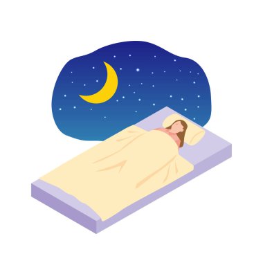 Geceleri yatakta uyuyan bir kadın tasviri