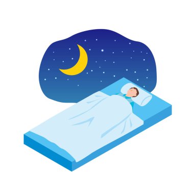 Geceleri yatakta uyuyan bir adamın tasviri