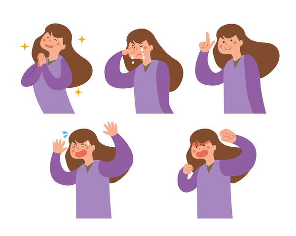 Female pose illustration set