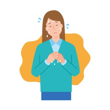 Hiperhidroz hastası bir kadın.