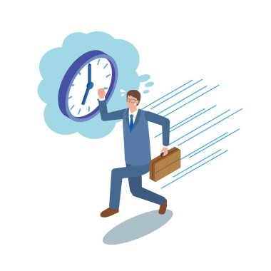 Geç kalma ihtimali olan bir iş adamı.