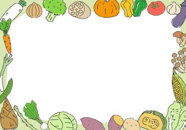 Çeşitli sebzelerin çerçeve çizimi