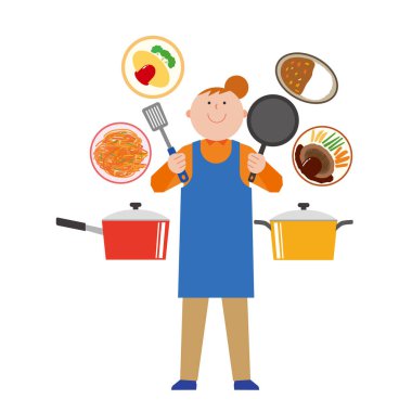 Yemek pişiren bir kadın tasviri
