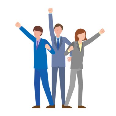 İş adamları sevinçle yumruklarını kaldırıyor