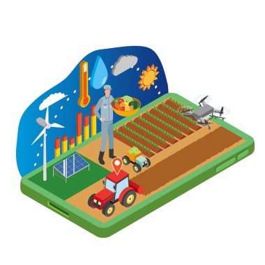 Akıllı çiftlik resmi illüstrasyonu