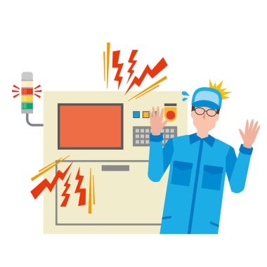 Makine sorunu ve endişeli işçiler