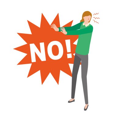 HAYIR diyen ve reddeden bir kadın.