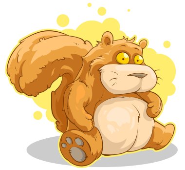 Şişman karikatür oturma Kızıl sincap