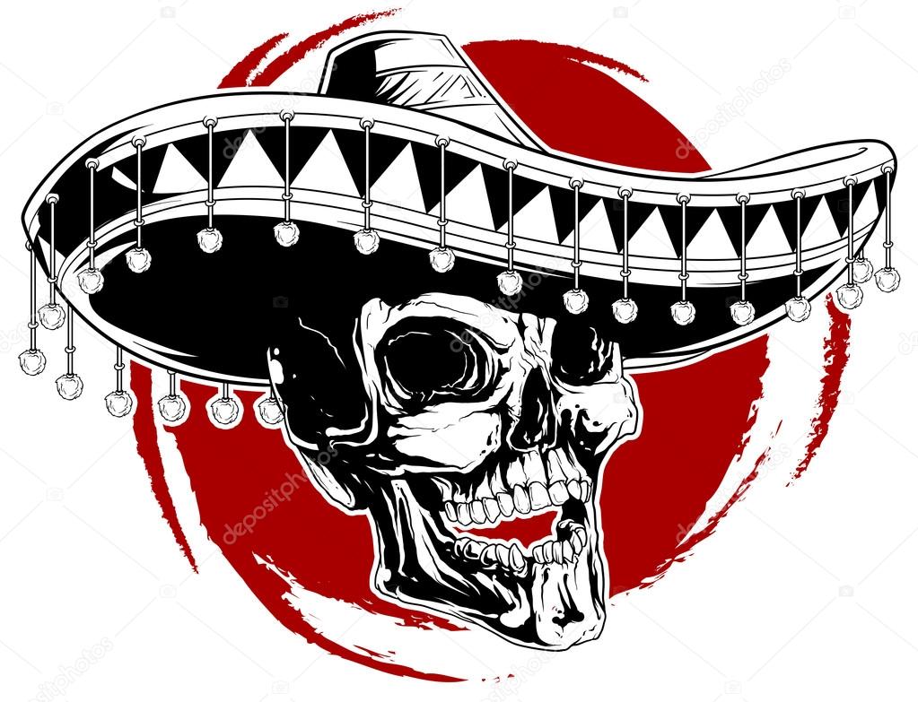 Cool skull tattoo in sombrero Stock Vector by ©GB_Art 110196682