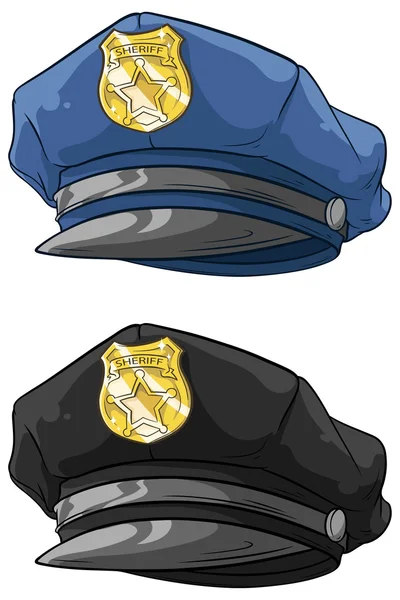 Мультфильм полицейская шляпа с золотым значком — стоковый вектор