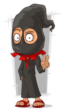 Siyah maskeli karikatür komik Cellat