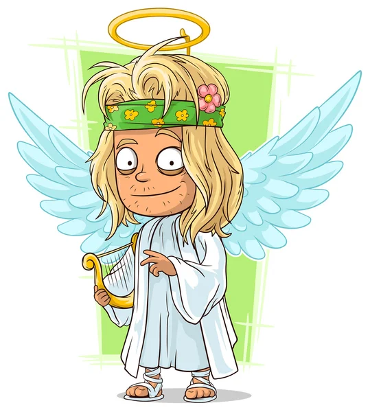 Cartoon goed langharig hippie engel — Stockvector