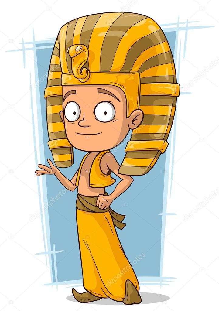 Desenho Animado Sorridente Menino Faraó Egípcio Ilustração Do