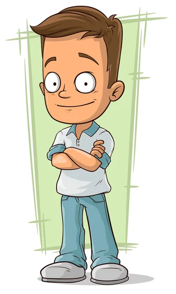 シャツとジーンズで漫画かわいい男の子 — ストックベクタ