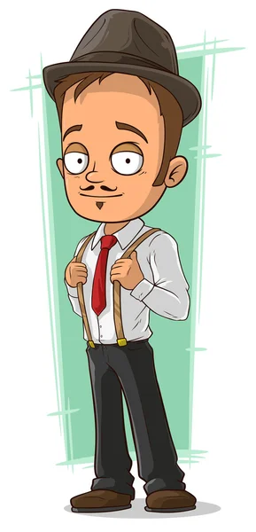 Cartoon cool detective met jarretels en stropdas — Stockvector