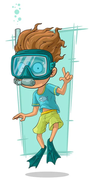Cartoon diver with swimming mask — Stock Vector
