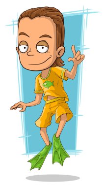 Yeşil palet karikatür yakışıklı adam