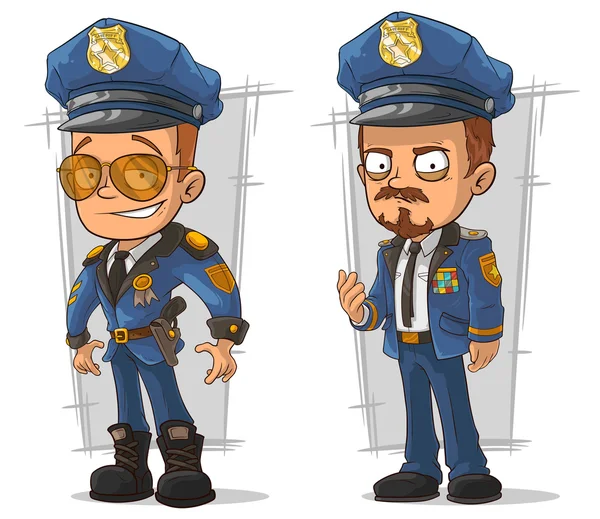 卡通警察穿着蓝色制服一套 — 图库矢量图片