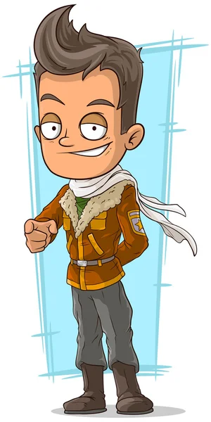 Dessin animé pilote cool en veste en cuir — Image vectorielle