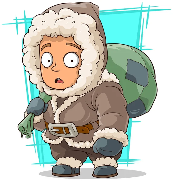 Desenhos animados bonito pequeno eskimo menino — Vetor de Stock