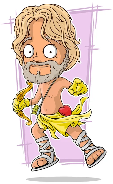 Cupido de pelo largo de dibujos animados con barba — Vector de stock