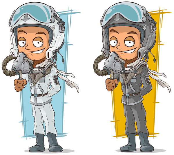 Cartoon set of pilots with cool helmets