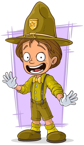 Caricatura sonriente joven boy-scout — Archivo Imágenes Vectoriales