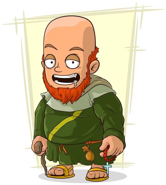 Caricature moine barbu en robe — Image vectorielle