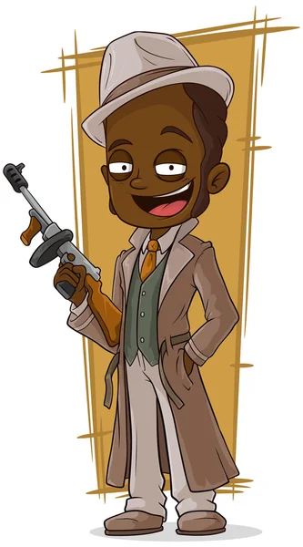 Desene animate gangster cu tommy-gun — Vector de stoc