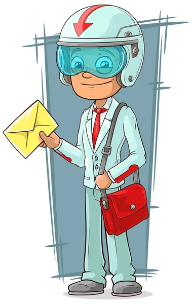 Cartoon Super Delivery Boy mit roter Tasche — Stockvektor