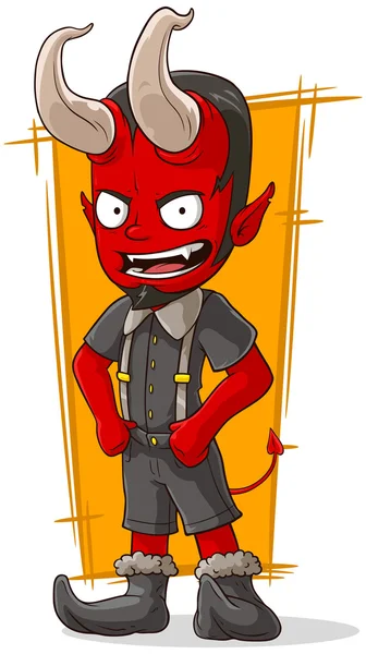 Cartoon junger Teufel in grauen Shorts — Stockvektor