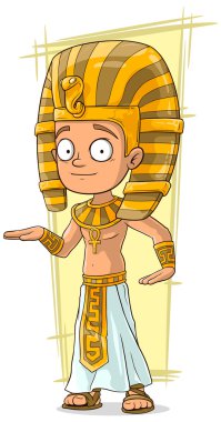 Çizgi film genç Mısır Pharaon altın giysili