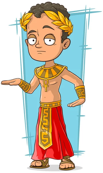 Cartoon Egyptian with golden crown — Stock Vector