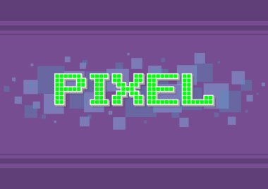 Menekşe arka plan üzerinde vektör yeşil pixek metin