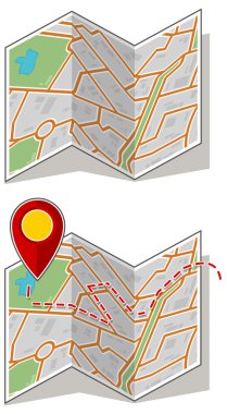 Harita kitapçık ile yol noktası kümesi illüstrasyon