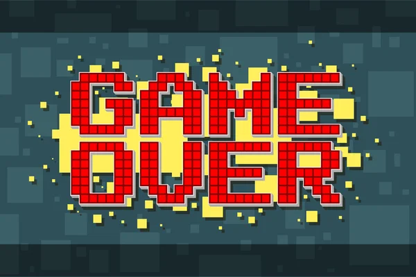 Pixel rode spel over het scherm op gele achtergrond — Stockvector