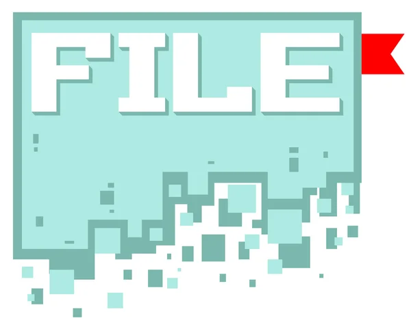 Vector pixel kunst het pictogram van het bestand met rode bladwijzer — Stockvector