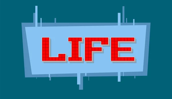 Vektor Pixel Life Text auf blauem Hintergrund — Stockvektor