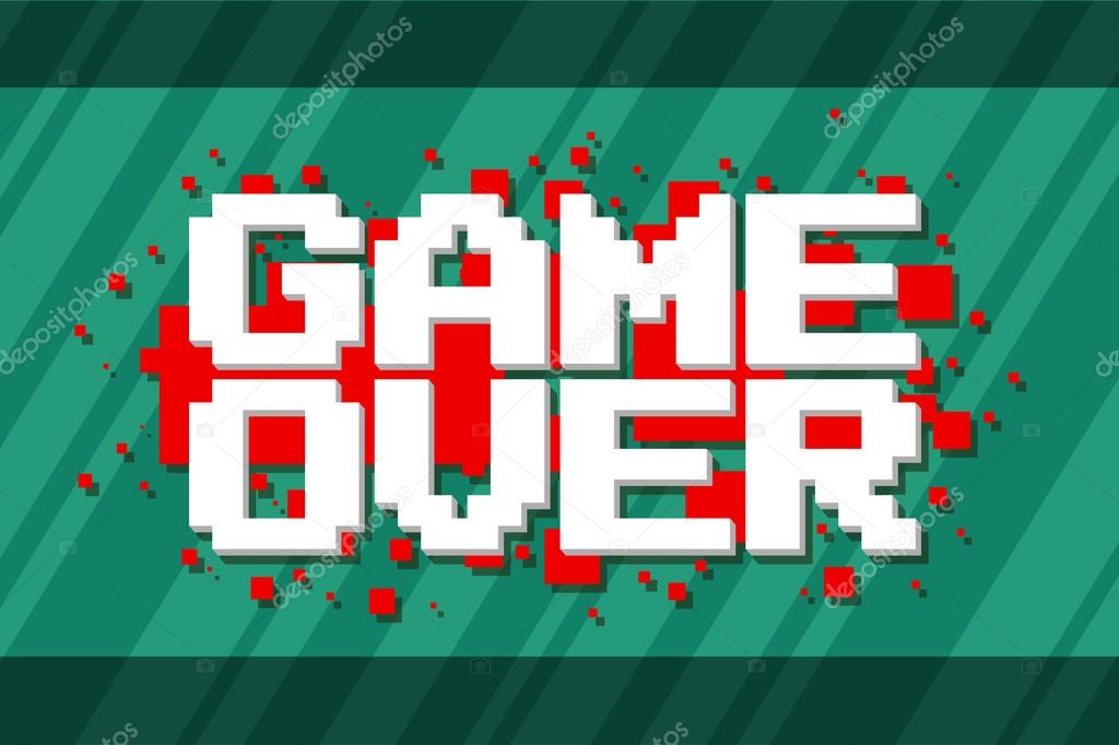Pixel computer game over screen on red background Stock Vector Image by  ©GB_Art #121096336