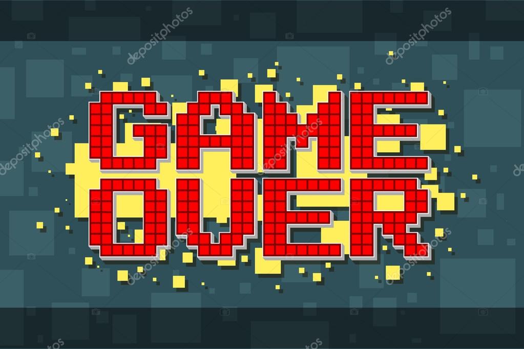 Jogo Pixel Vermelho Sobre Tela Em Fundo Amarelo Vetor De Stock