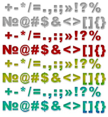 Renk kümesi farklı işaret ve sembolleri