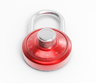 Krom Beyaz bir arka plan üzerinde 3d kilitli kombinasyonu pad kilit