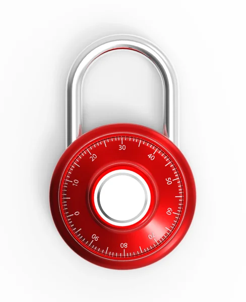 Kırmızı 3d kombinasyonu krom beyaz bir arka plan üzerinde kilit yastık