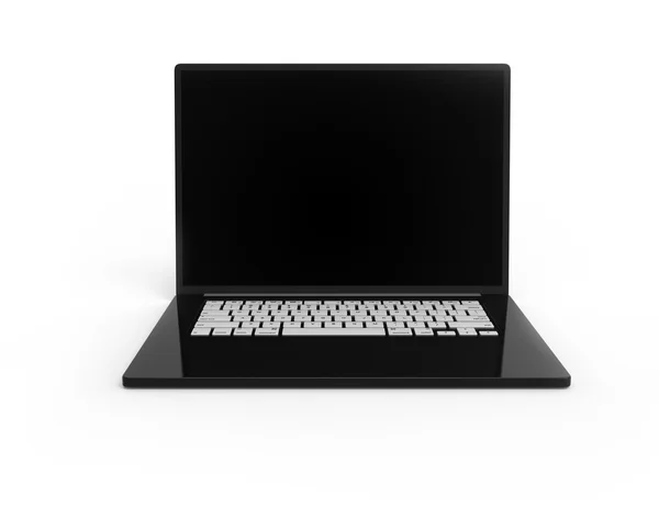 Laptop 3D hitam dengan tombol putih terisolasi — Stok Foto