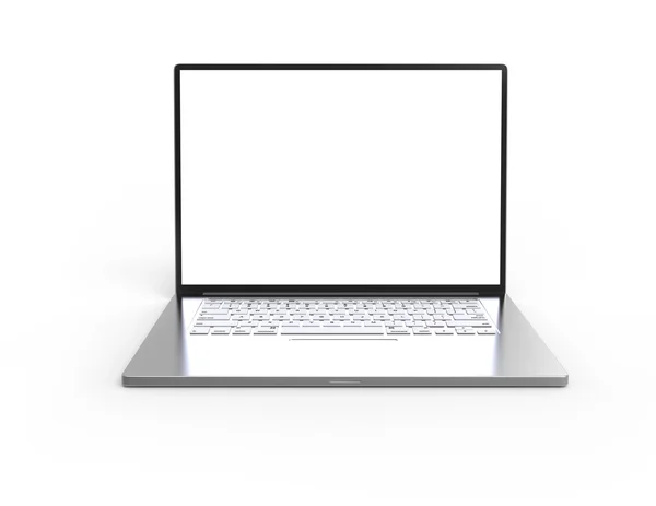 Metal 3D laptop cinza isolado no fundo branco — Fotografia de Stock