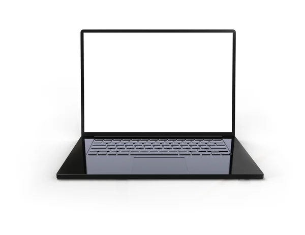 Renderowania 3d laptop czarny na białym na białym tle — Zdjęcie stockowe