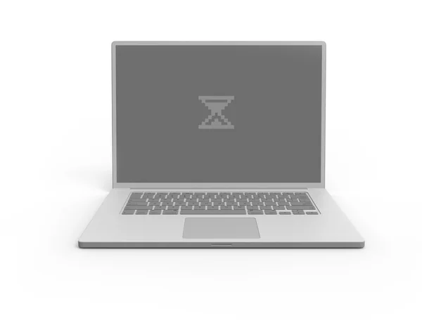 Laptop grigio 3D isolato con schermo di caricamento in vetro sabbiato — Foto Stock