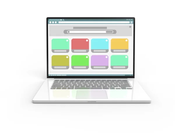 색상 창 프레임 내부 절연 3d 흰색 노트북 — 스톡 사진