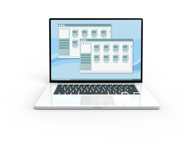 3d 흰색 노트북 인터페이스 프레임 창으로 분리 — 스톡 사진