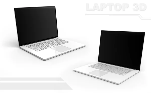 3D fehér perspektíva laptop készlet — Stock Fotó